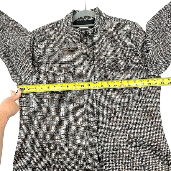 Chicos Sz 2 US 12 Large Jacket Textured Shacket Blazer Brown Wool Blend - Picture 7 of 9